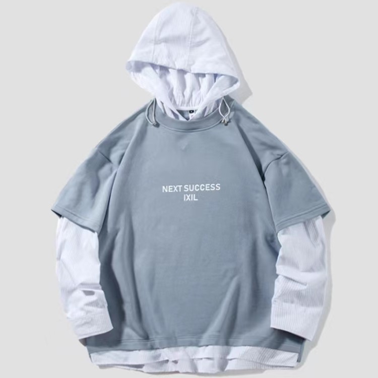 Patchwork two-tone hooded sweatshirt